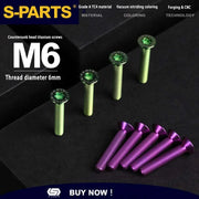 S-PARTS M6 Countersunk Titanium Bolts — 12–70mm — Road Bike