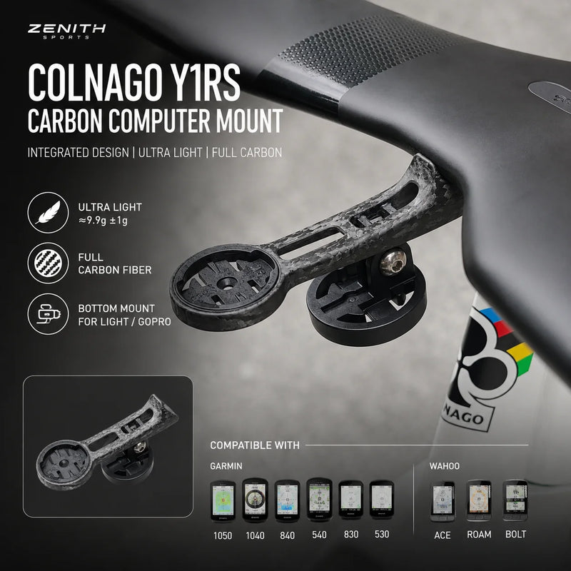 Zenith Sports Colnago Y1RS Integrated Carbon Computer Mount for Garmin/Wahoo