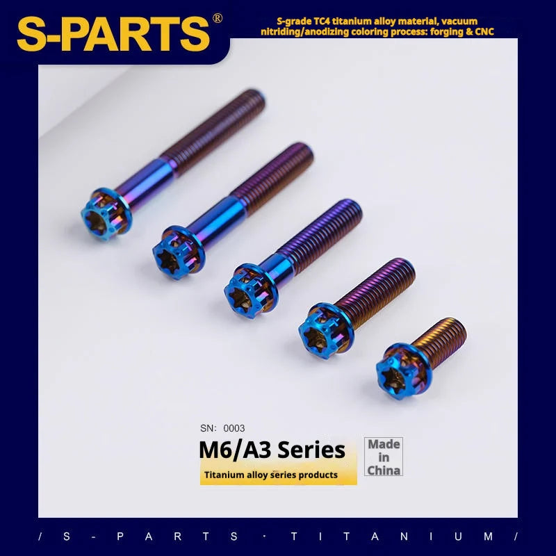 S-PARTS A3 M6 Titanium Bolts — 8–120mm — Blue