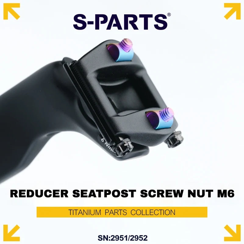 S-PARTS M6 Titanium Seatpost Step-Down Bolt & Nut Kit — 22 / 30 / 35 / 40mm