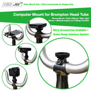 NIUJU Brompton Computer Mount — Garmin Phone Adapter GoPro Front — Black NJ50 - Magene / Blackbird / XOSS / COROS Interface