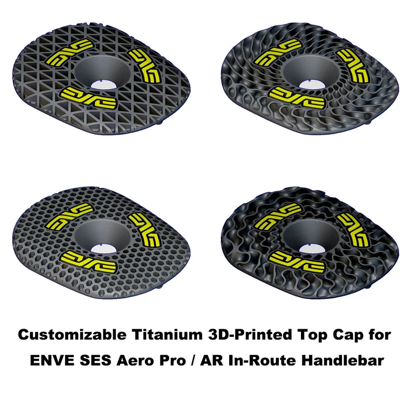 Customizable Titanium 3D-Printed Top Cap for ENVE SES Aero Pro/AR In-Route Handlebar – Color & Text Options