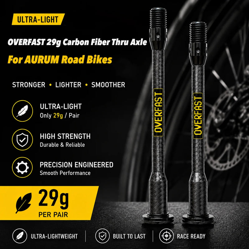 OVERFAST 29g Ultra-Light Carbon Fiber Thru Axle Set for AURUM Road Bikes — AURUM 29g±1g AURUM