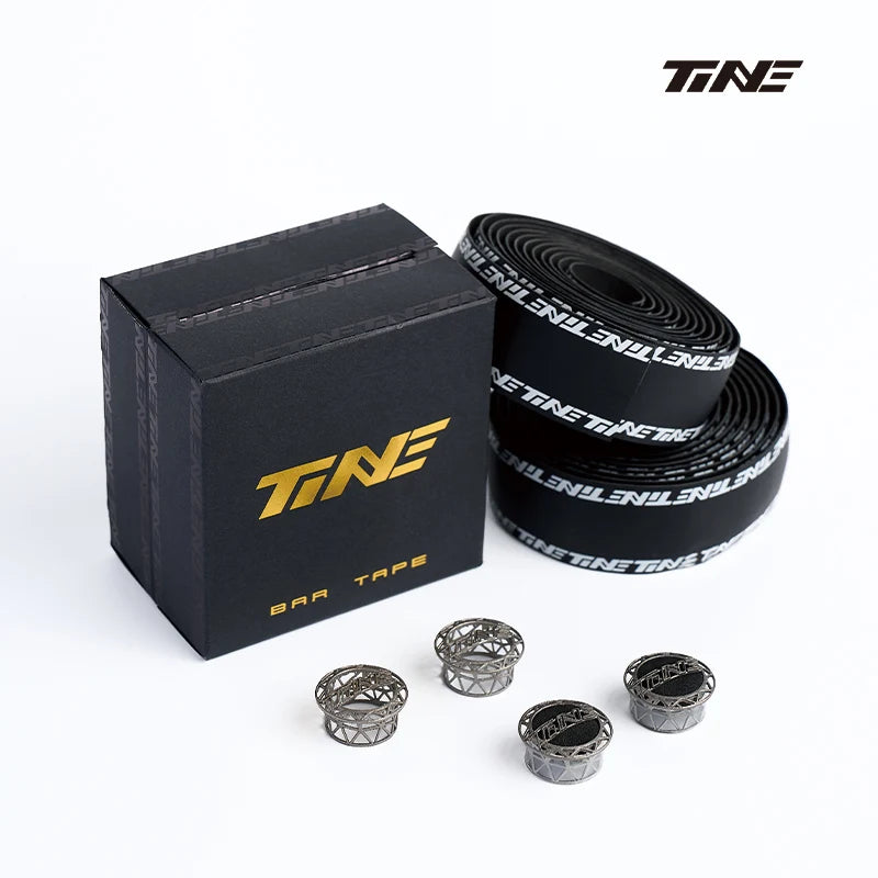 TiNE Road Bike Handlebar Tape Set — 210cm Length — 2.5mm Thickness — Anti-Slip & Breathable — Includes 2 Titanium Bar End Plu