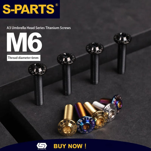 S-PARTS A3 D15 M6 Umbrella Head Titanium Bolts — 8–40mm