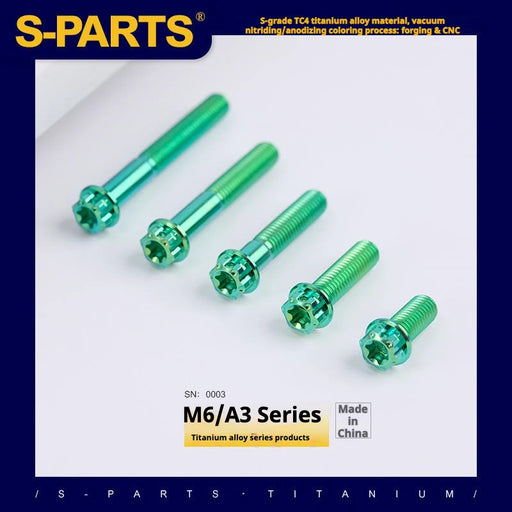 S-PARTS A3 M6 Titanium Bolts — 8–120mm — Green