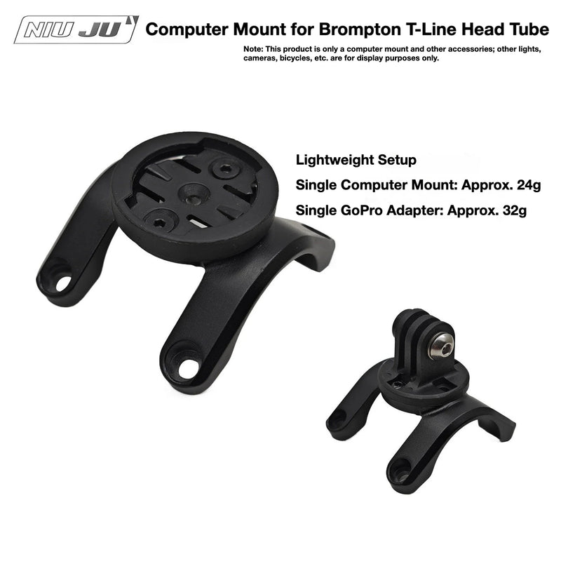 NIUJU Brompton T-Line Computer Mount — Titanium Brompton Garmin GoPro Adapter