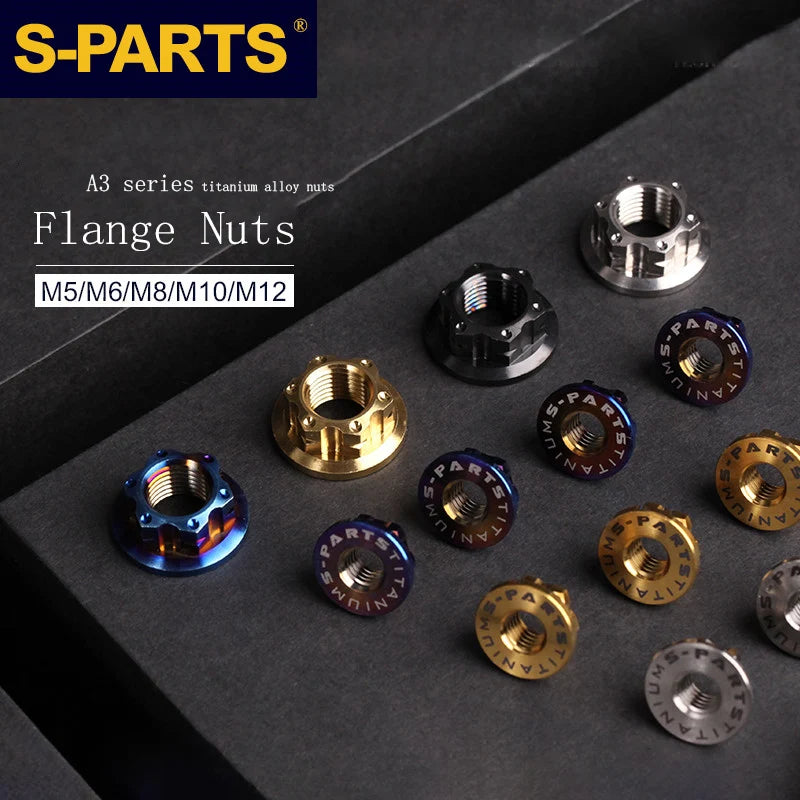 S-PARTS A3 Titanium Flange Nuts — M5 / M6 / M8 / M10 / M12