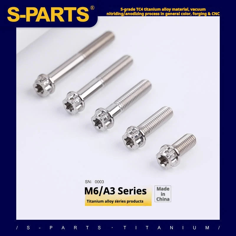 S-PARTS A3 M6 Titanium Bolts — 8–120mm — Titanium Finish
