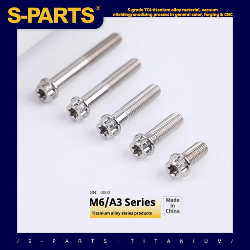 S-PARTS A3 M6 Titanium Bolts — 8–120mm — Titanium Finish