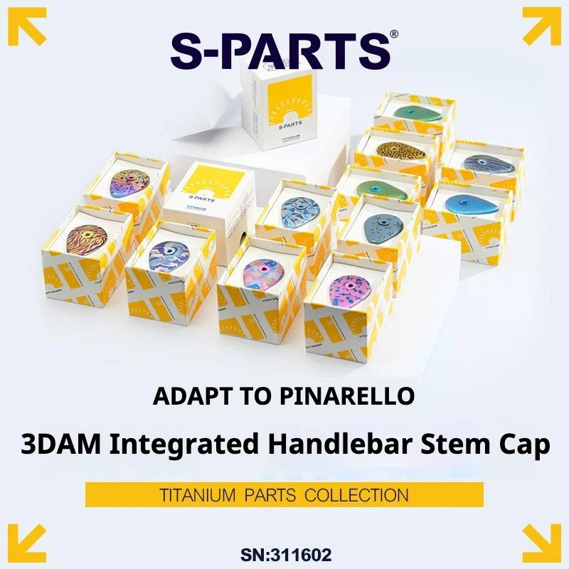 S-PARTS Pinarello 3DAM 3D-Printed Titanium Integrated Stem Cap, compatible with Pinarello Dogma F12 and earlier versions (bef