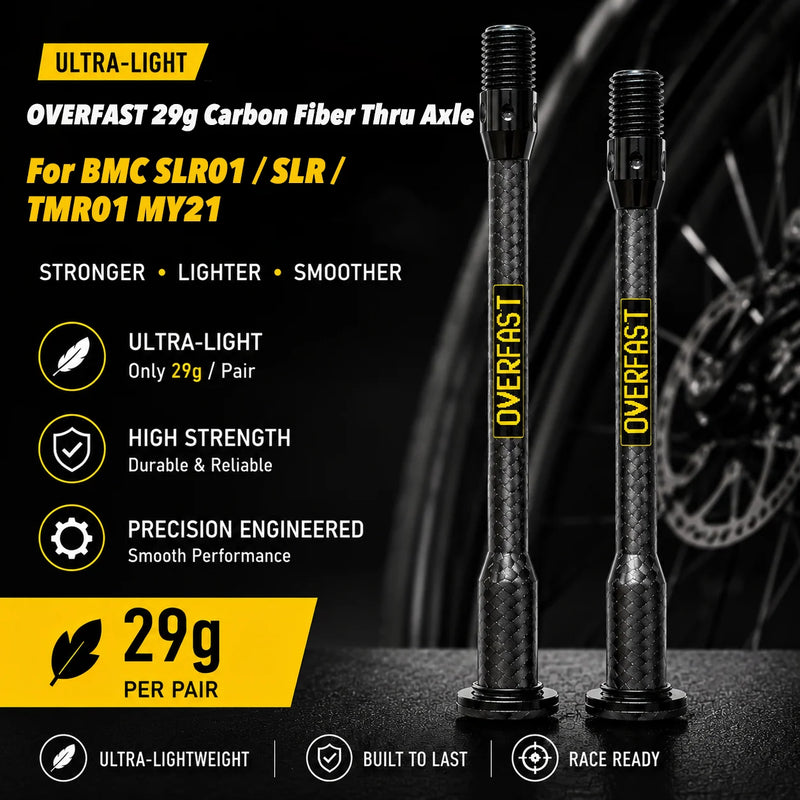 OVERFAST 29g Ultra-Light Carbon Fiber Thru Axle Set for BMC SLR01 / SLR / TMR01 MY21 — BMC 29g±1g MY21 SLR01 / SLR / TMR01