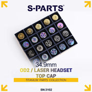 S-PARTS Titanium OD2 34.9 mm Laser Headset Cap — CNC Machined — Multiple Designs Available