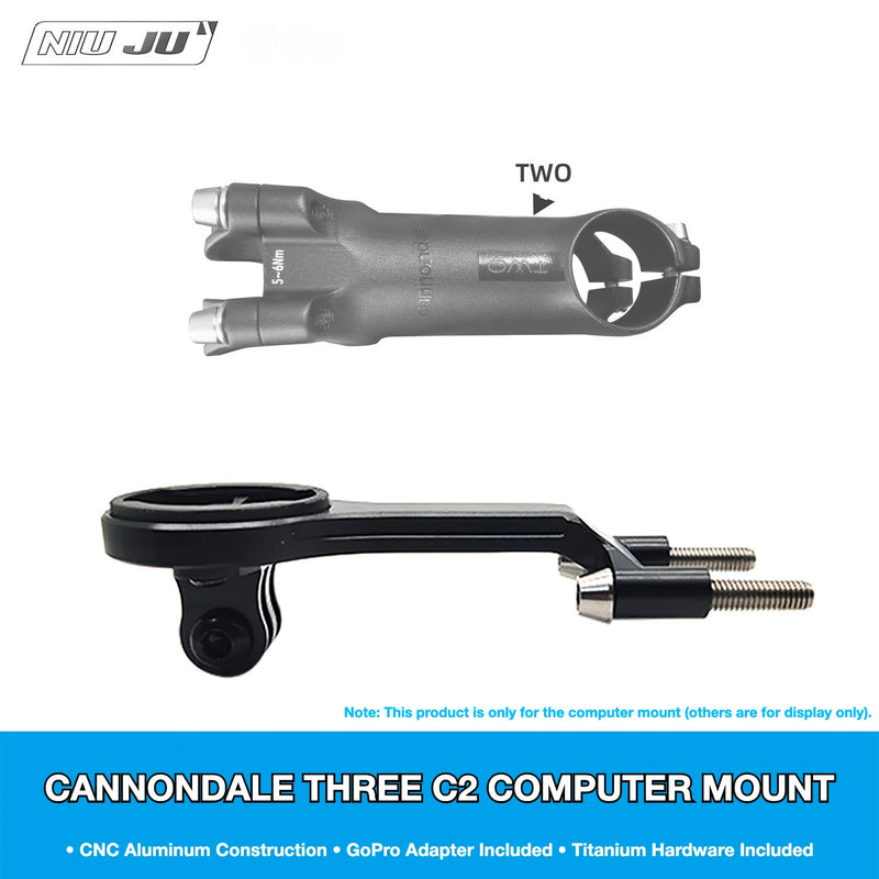NIUJU Cannondale C2 TWO Stem Computer Mount — Integrated Garmin Wahoo GoPro Extension Mount
