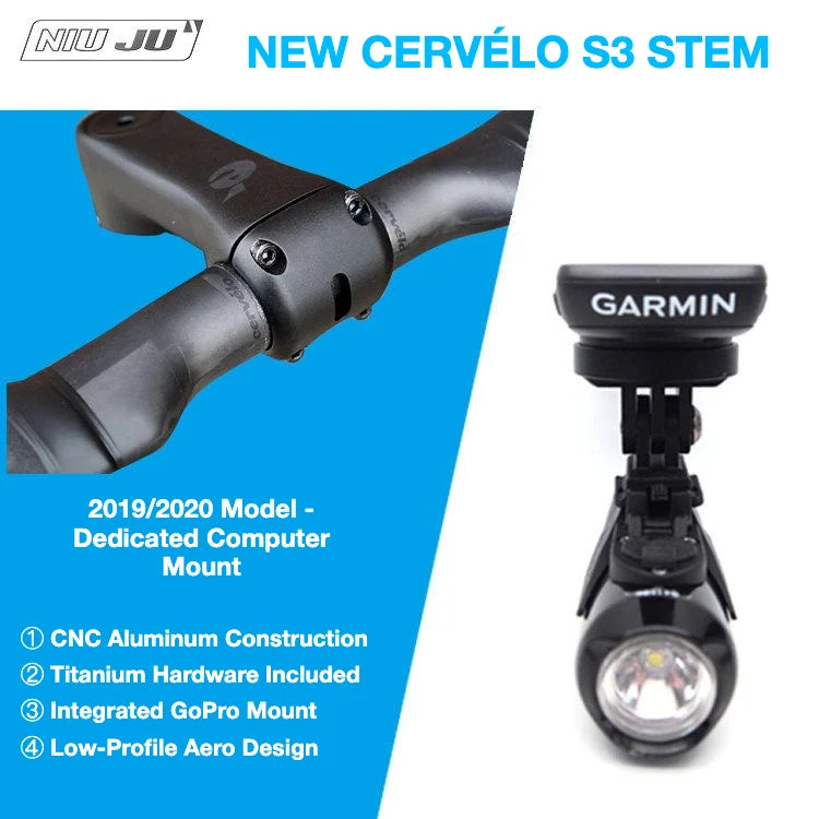 NIUJU Computer Mount for Cervélo A029 Alloy S3 Stem — S — Magene / Blackbird / Xingzhe / COROS Interface for S3 / SS Stems