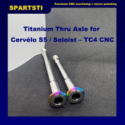 Titanium Thru Axle for Cervélo S5 – 2023–2025 Version / New 2026 Version — TC4 CNC, Mirror Polished, Custom Colors