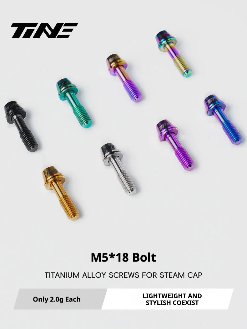 TiNE Titanium Stem Bolts M5×18 (Pair of 2) — CNC Bolts for Stems & Integrated Handlebars