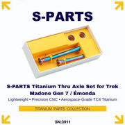 S-PARTS Titanium Thru Axle Set for Trek Madone Gen 7 / Émonda – Front & Rear (Lever Not Included)