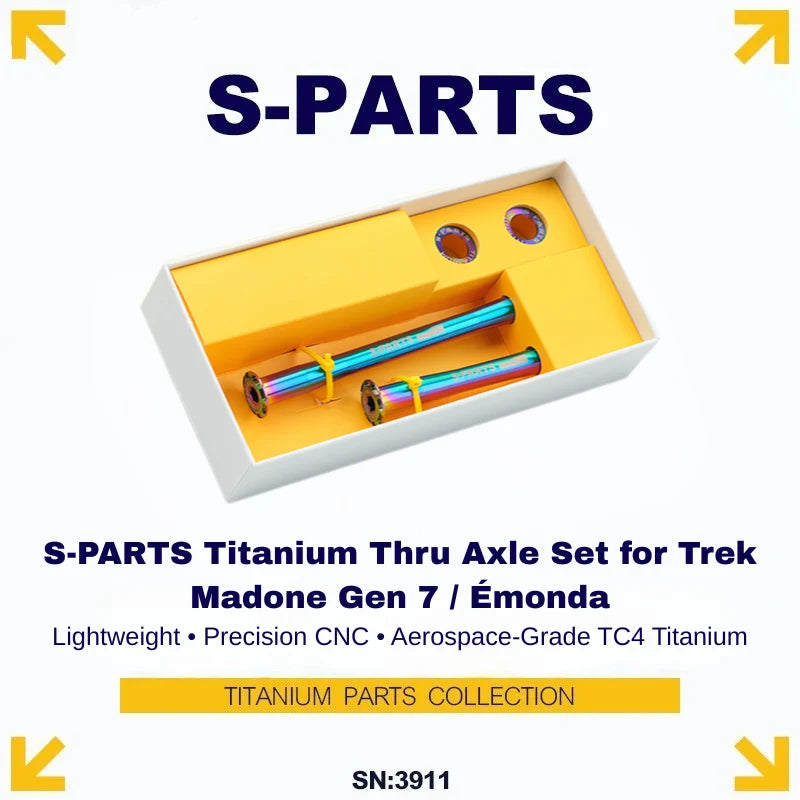 S-PARTS Titanium Thru Axle Set for Trek Madone Gen 7 / Émonda – Front & Rear (Lever Not Included)