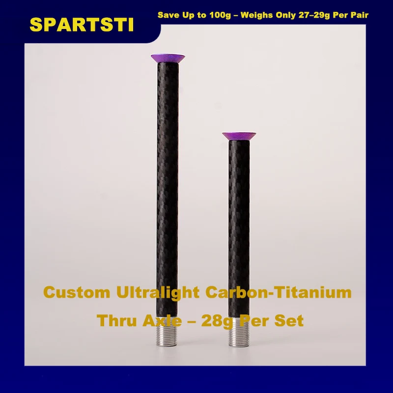 Custom Ultralight Carbon-Titanium Thru Axle – 28g Per Set