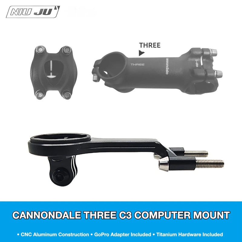 NIUJU Cannondale C3 THREE Stem Computer Mount — Ultra-Light Garmin Wahoo GoPro Mount