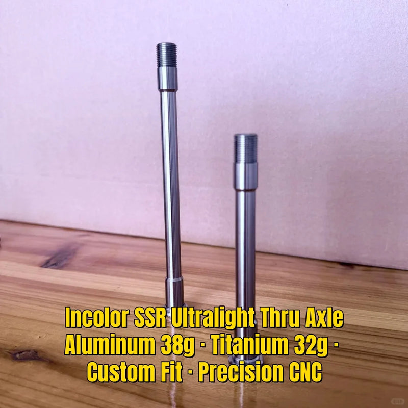 InColor SSR Ultralight Thru Axle｜Aluminum 38g / Titanium 32g｜Internal Hex｜Custom Length & Thread
