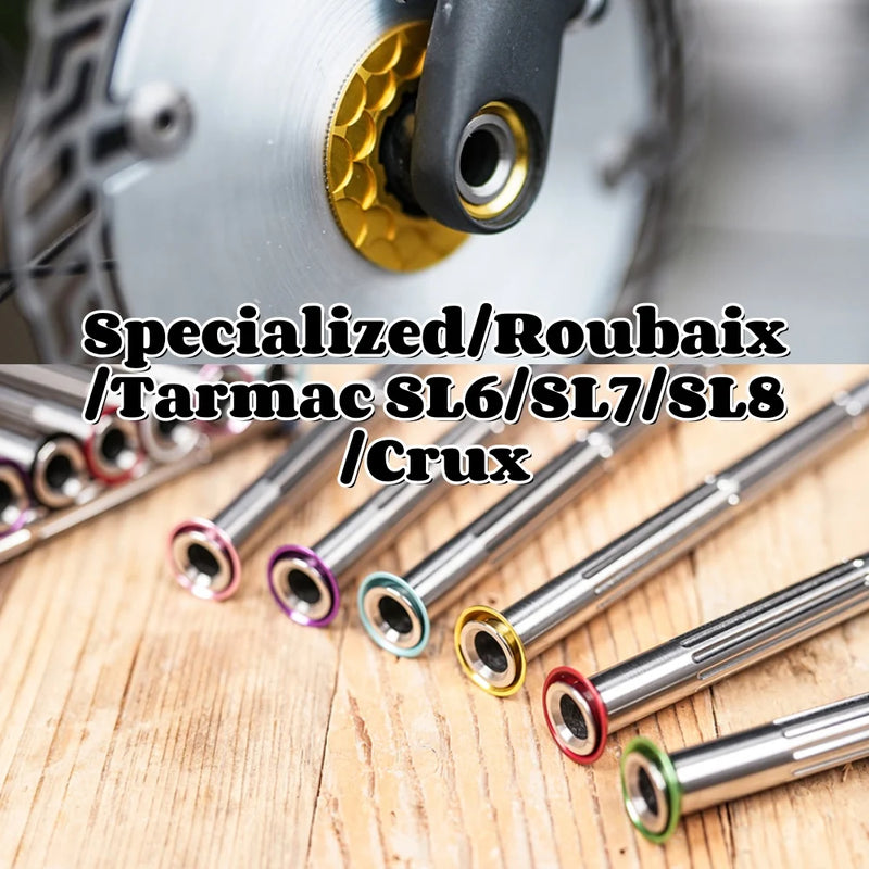 Ultra-Light Titanium Thru-Axle Set for Road Bikes — Compatible with Specialized/Roubaix/Tarmac SL6/SL7/SL8/SL9/Crux