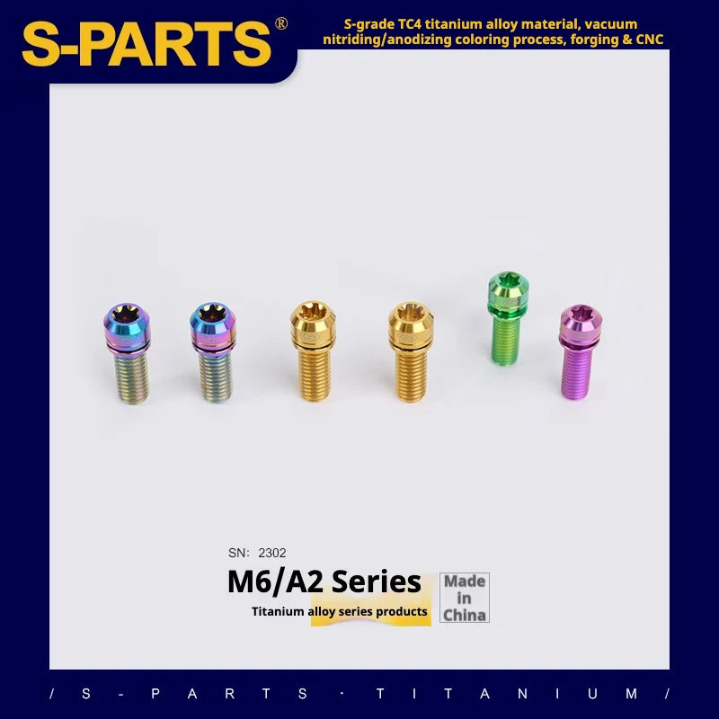 S-PARTS A2 M6 TC4 Titanium Bolts — 10–55mm — Multiple Colors
