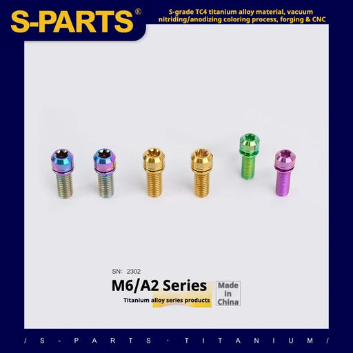 S-PARTS A2 M6 TC4 Titanium Bolts — 10–55mm — Multiple Colors