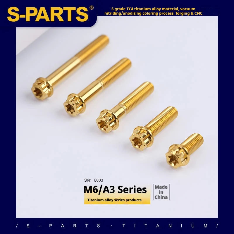 S-PARTS A3 M6 Titanium Bolts — 8–120mm — Gold