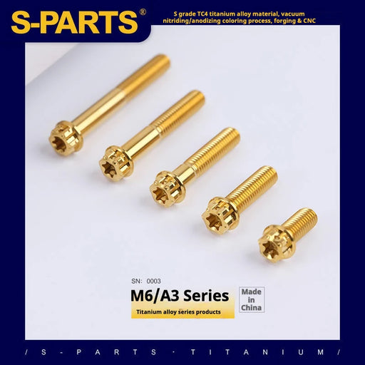 S-PARTS A3 M6 Titanium Bolts — 8–120mm — Gold