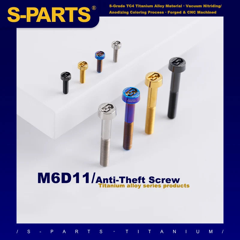 S-PARTS M6 Titanium Anti-Theft Upper Pump Bolts — Brembo — 20–35mm