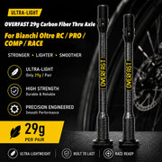 OVERFAST 29g Ultra-Light Carbon Fiber Thru Axle Set for Bianchi Oltre — BIANCHI OLTRE 29g±1g Oltre RC PRO COMP RACE