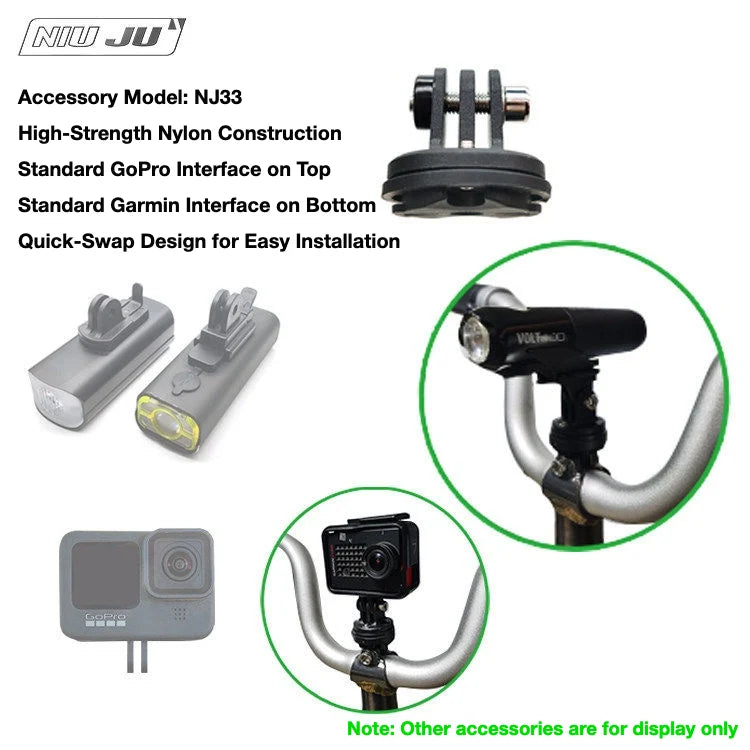 NIUJU Brompton Computer Mount — Garmin Phone Adapter GoPro Front Mount — NJ33 - GoPro to Garmin Adapter