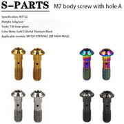 S-PARTS Titanium Derailleur Body Bolts — Shimano R9170 / R8070 / M9000 / M8100 — M9120 series M7 body screw with hole A×2