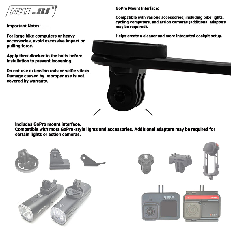 Titanium Computer Mount for 3T ARX LTD Stealth Stem — Garmin Wahoo Aero Bike Mount with GoPro Adapter