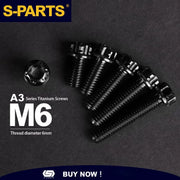 S-PARTS A3 M6 Titanium Bolts — 8–120mm — Black