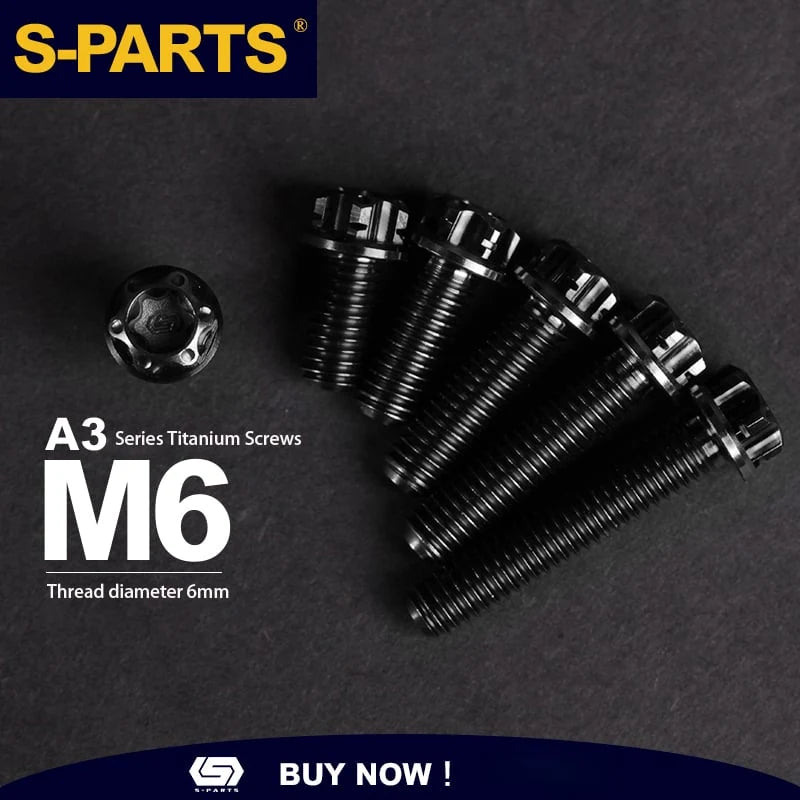 S-PARTS A3 M6 Titanium Bolts — 8–120mm — Black