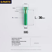 S-PARTS A3 M6 Titanium Bolts — 8–120mm — Green — L30mm semi-threaded 25mm