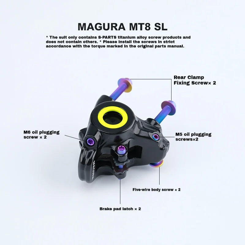 S-PARTS Titanium Disc Brake Screw Set — Magura MT8 SL FM