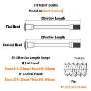 IMTOS 25–28g Ultra-Light Carbon Thru Axle for Road Bikes — P1.0 / P1.5 / P1.75 Universal — Model A (Short Version)