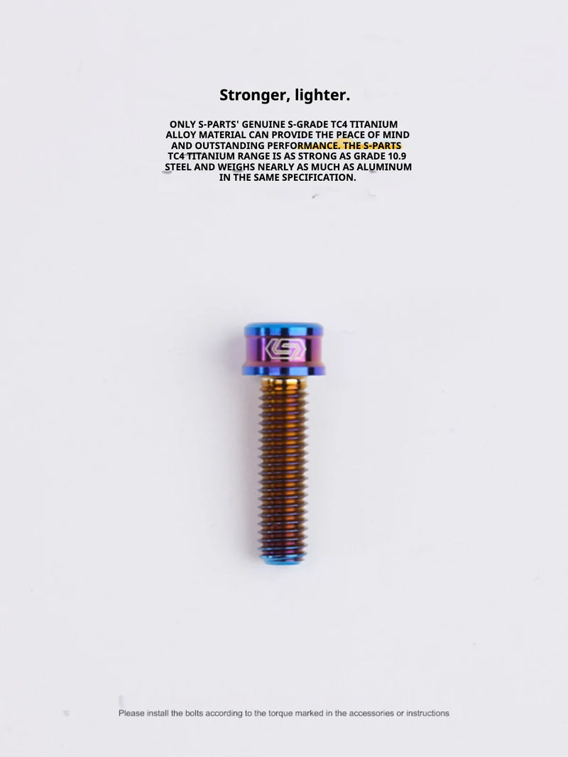 S-PARTS M6 Cylindrical Head Titanium Bolts — 10–25mm