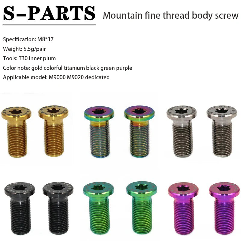 S-PARTS Titanium Derailleur Body Bolts — Shimano R9170 / R8070 / M9000 / M8100 — M9000 dedicated M8 fine thread body screw×2