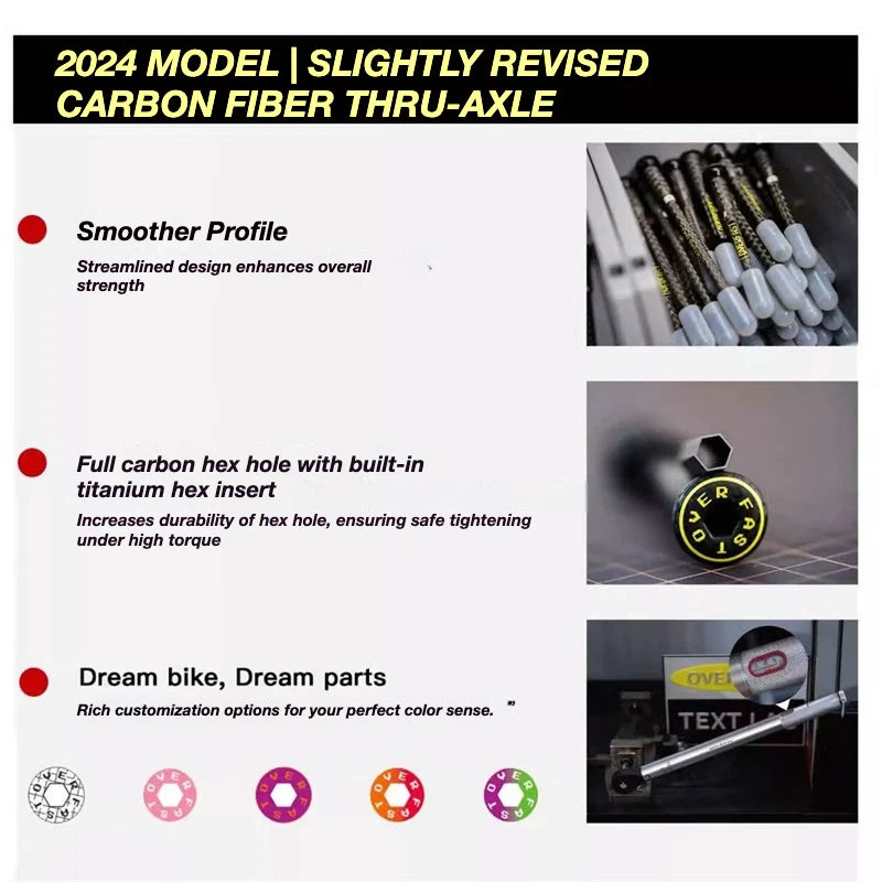OVERFAST 29g Ultra-Light Carbon Fiber Thru Axle Set for EVOLVE