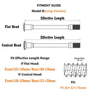 IMTOS 25–28g Ultra-Light Carbon Thru Axle for Road Bikes — P1.0 / P1.5 / P1.75 Universal — Model B (Long Version)