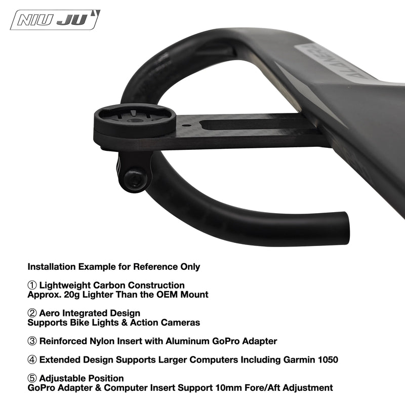 NIUJU DEDA ALANERA Aero Computer Mount — Carbon Garmin 1050 Wahoo Mount