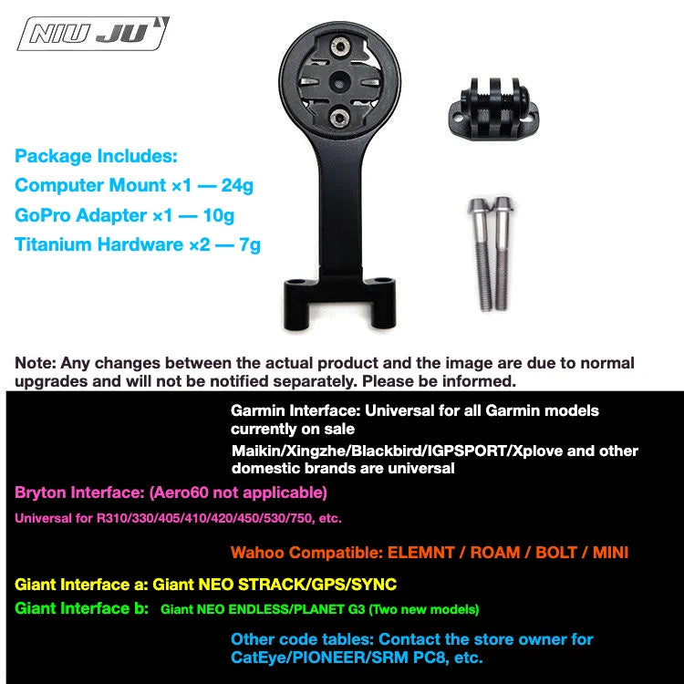 NIUJU DEDA ZERO Computer Mount — Lightweight Garmin Wahoo Stem Mount for Colnago CLX — Silver Titanium Hardware