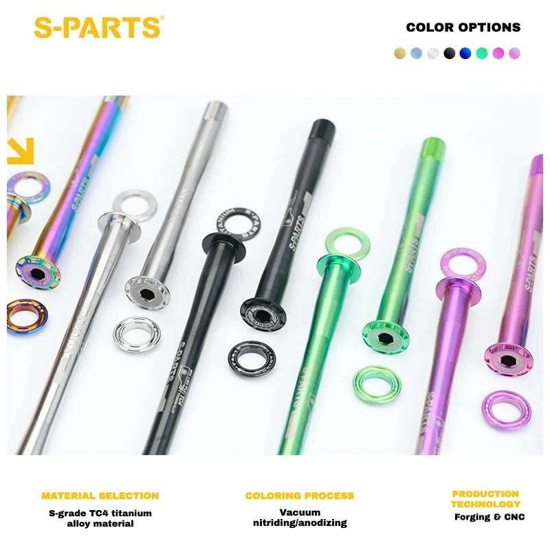 S-PARTS Titanium Thru Axle Kit for Cannondale SuperSix EVO (Front+Rear, Tool-Free Design) – 57.99g — 8 Anodized Colors