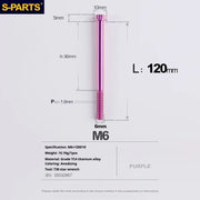 S-PARTS A3 M6 Titanium Bolts — 8–120mm — Purple — L120mm
