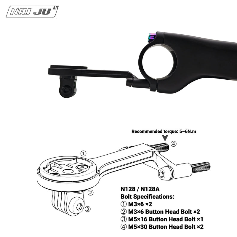 BALUGOE RM ONE Carbon Stem Computer Mount — Garmin Wahoo Aero Bike Mount Extension